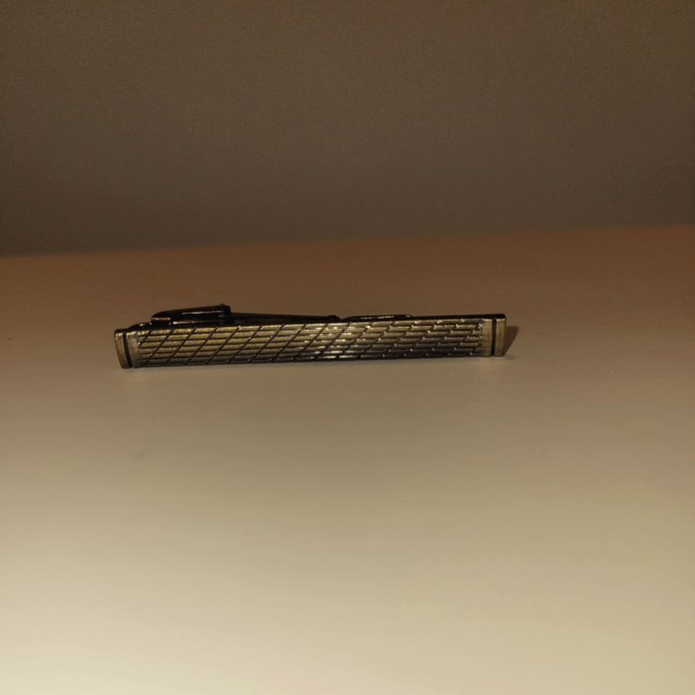 Gold-Tone Tie Clip, Tie Bar, Geometric, Rectangle,